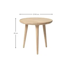 Tavolino Rotondo In Legno Di Quercia Accent, Fatto A Mano