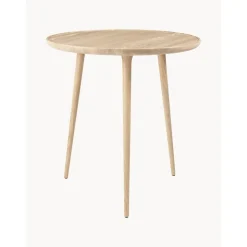 Tavolino Rotondo In Legno Di Quercia Accent, Fatto A Mano