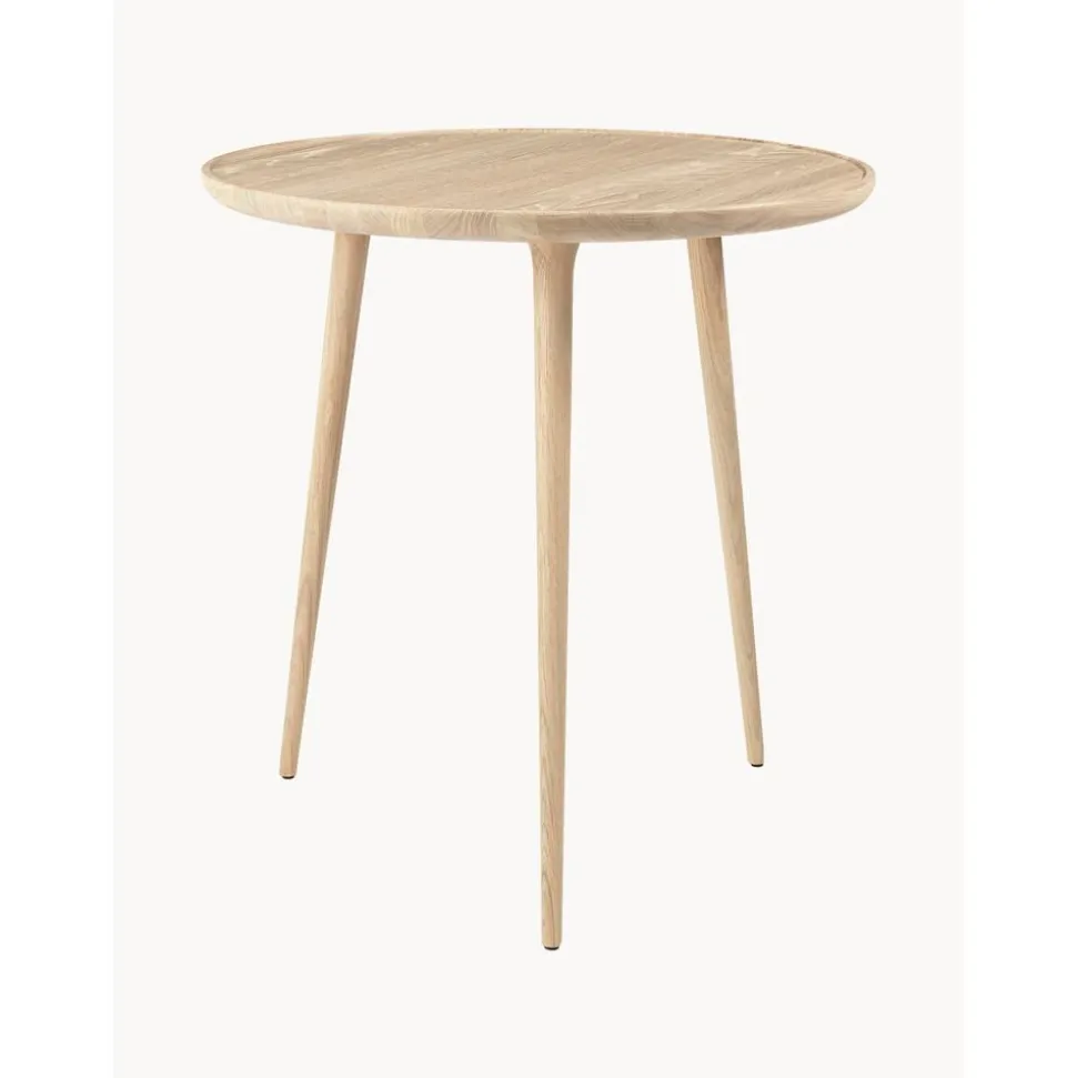 Tavolino Rotondo In Legno Di Quercia Accent, Fatto A Mano