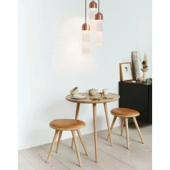 Tavolino Rotondo In Legno Di Quercia Accent, Fatto A Mano