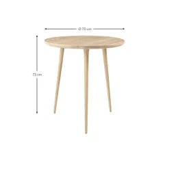 Tavolino Rotondo In Legno Di Quercia Accent, Fatto A Mano