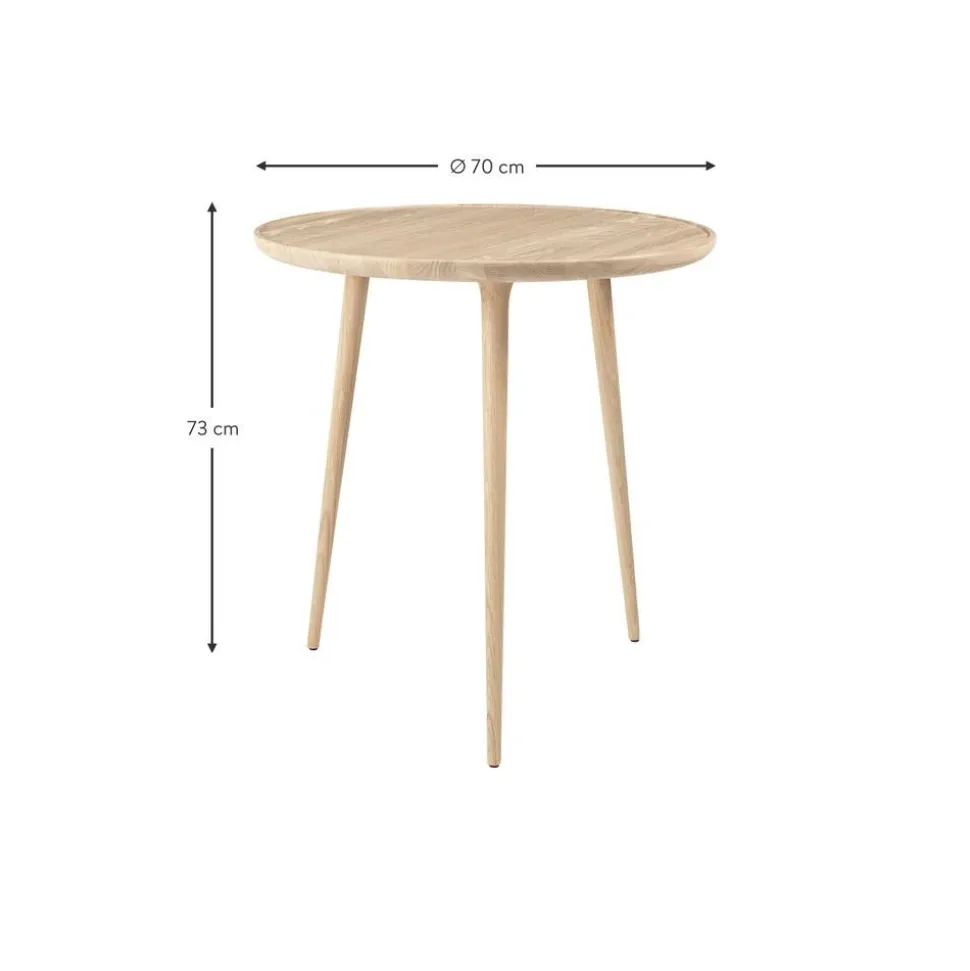 Tavolino Rotondo In Legno Di Quercia Accent, Fatto A Mano