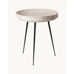 Tavolino Rotondo In Legno Di Quercia Bowl, Fatto A Mano