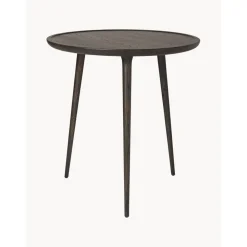 Tavolino Rotondo In Legno Di Quercia Accent, Fatto A Mano