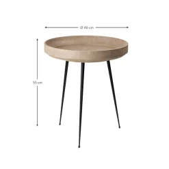 Tavolino Rotondo In Legno Di Quercia Bowl, Fatto A Mano