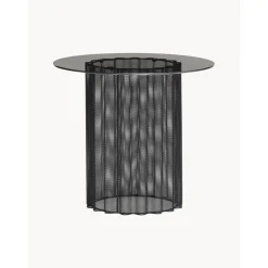 Tavolino Rotondo In Metallo Con Piano In Vetro Flow