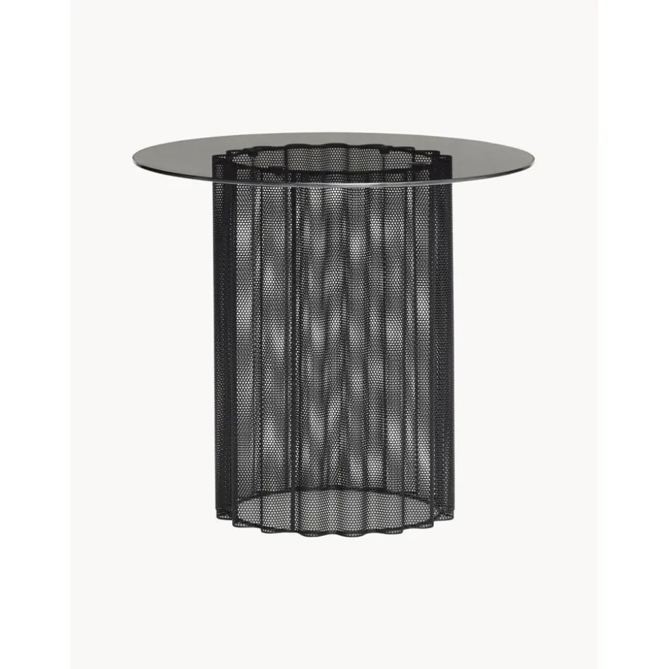 Tavolino Rotondo In Metallo Con Piano In Vetro Flow