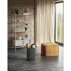 Tavolino Rotondo In Metallo Con Piano In Vetro Flow