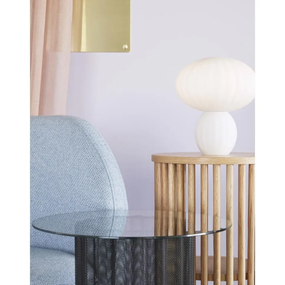 Tavolino Rotondo In Metallo Con Piano In Vetro Flow