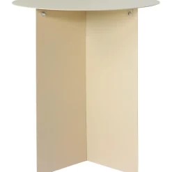 Tavolino Rotondo In Metallo Color Crema Dinga
