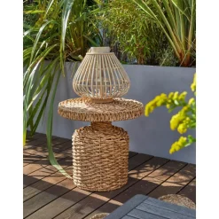 Tavolino Rotondo In Rattan Camo