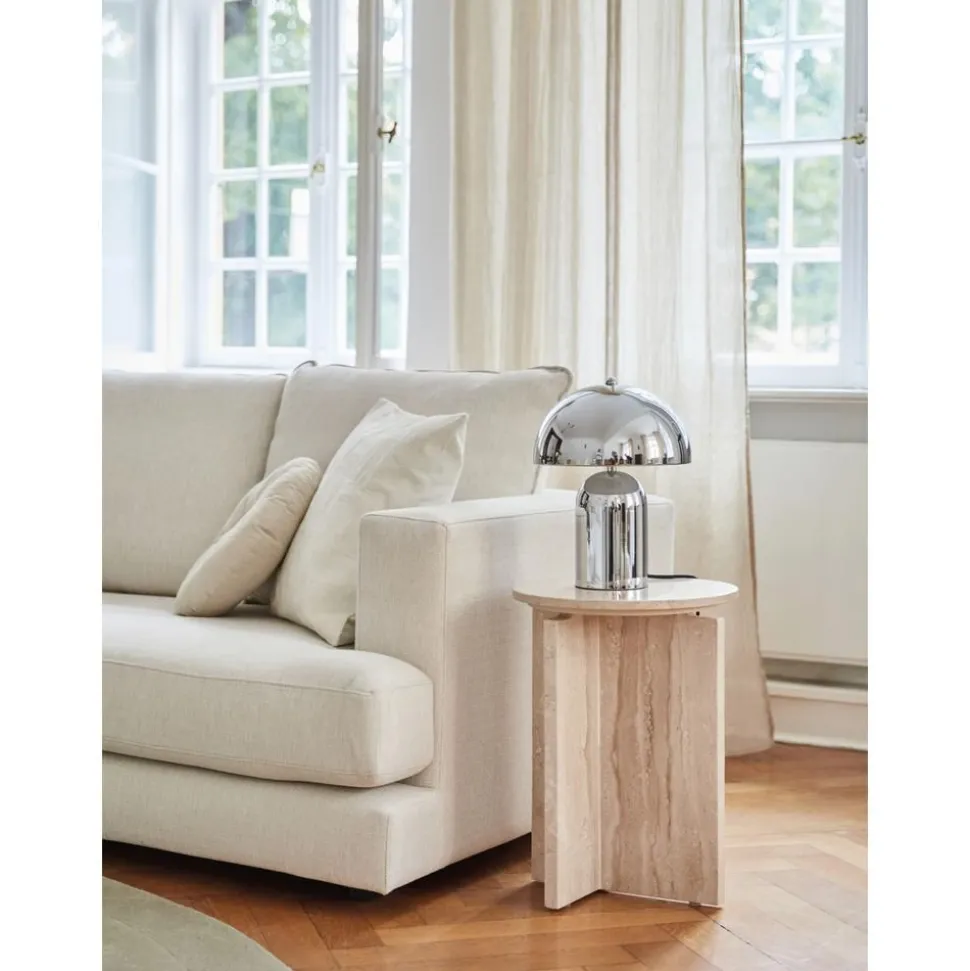 Tavolino Rotondo In Travertino Marisa