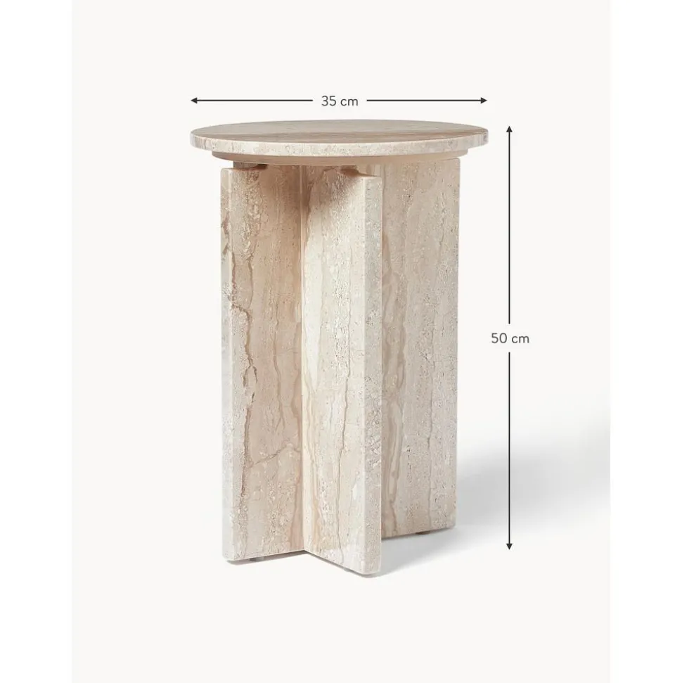 Tavolino Rotondo In Travertino Marisa