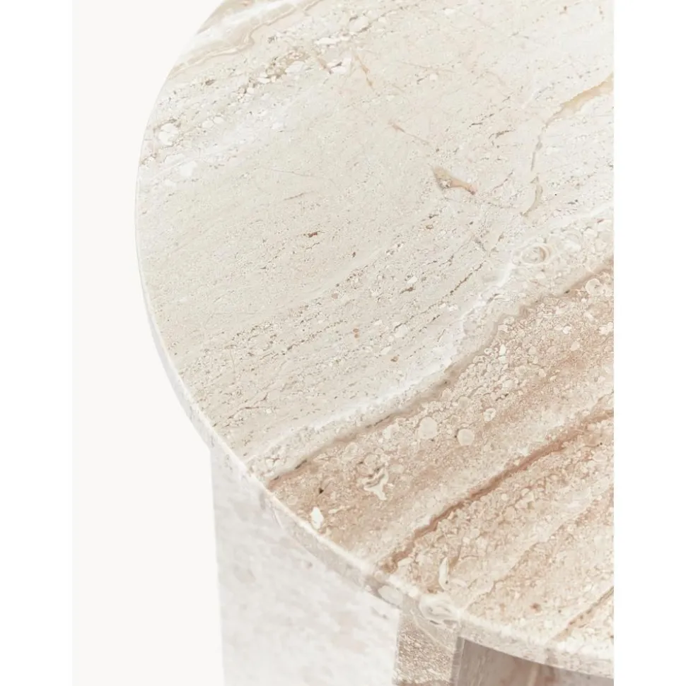 Tavolino Rotondo In Travertino Marisa