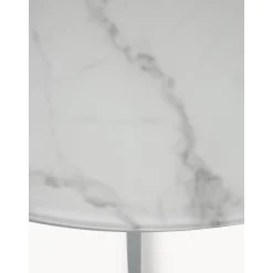 Tavolino Rotondo Xl Da Salotto Con Piano In Vetro Effetto Marmo Antigua