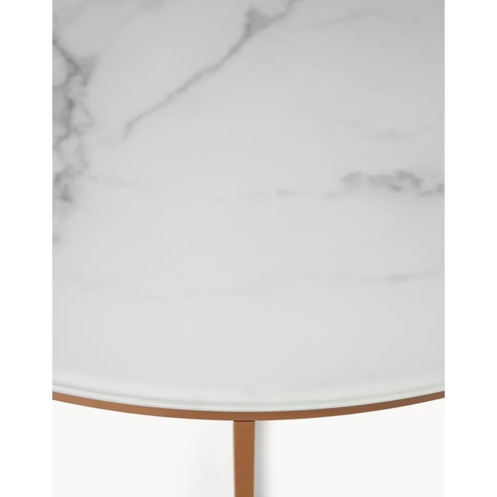 Tavolino Rotondo Xl Da Salotto Con Piano In Vetro Effetto Marmo Antigua