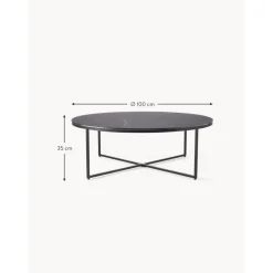 Tavolino Rotondo Xl Da Salotto Con Piano In Vetro Effetto Marmo Antigua