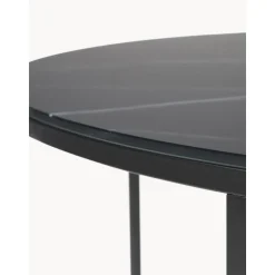 Tavolino Rotondo Xl Da Salotto Con Piano In Vetro Effetto Marmo Antigua