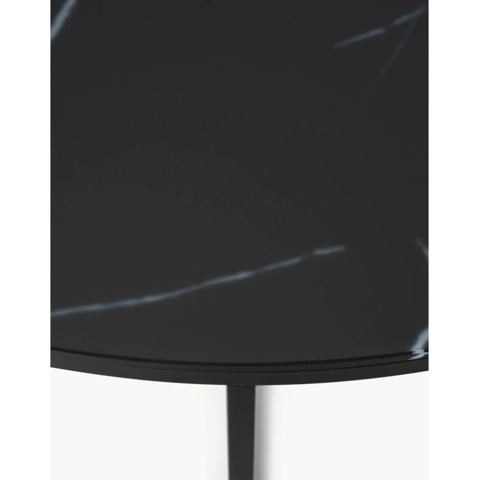 Tavolino Rotondo Xl Da Salotto Con Piano In Vetro Effetto Marmo Antigua