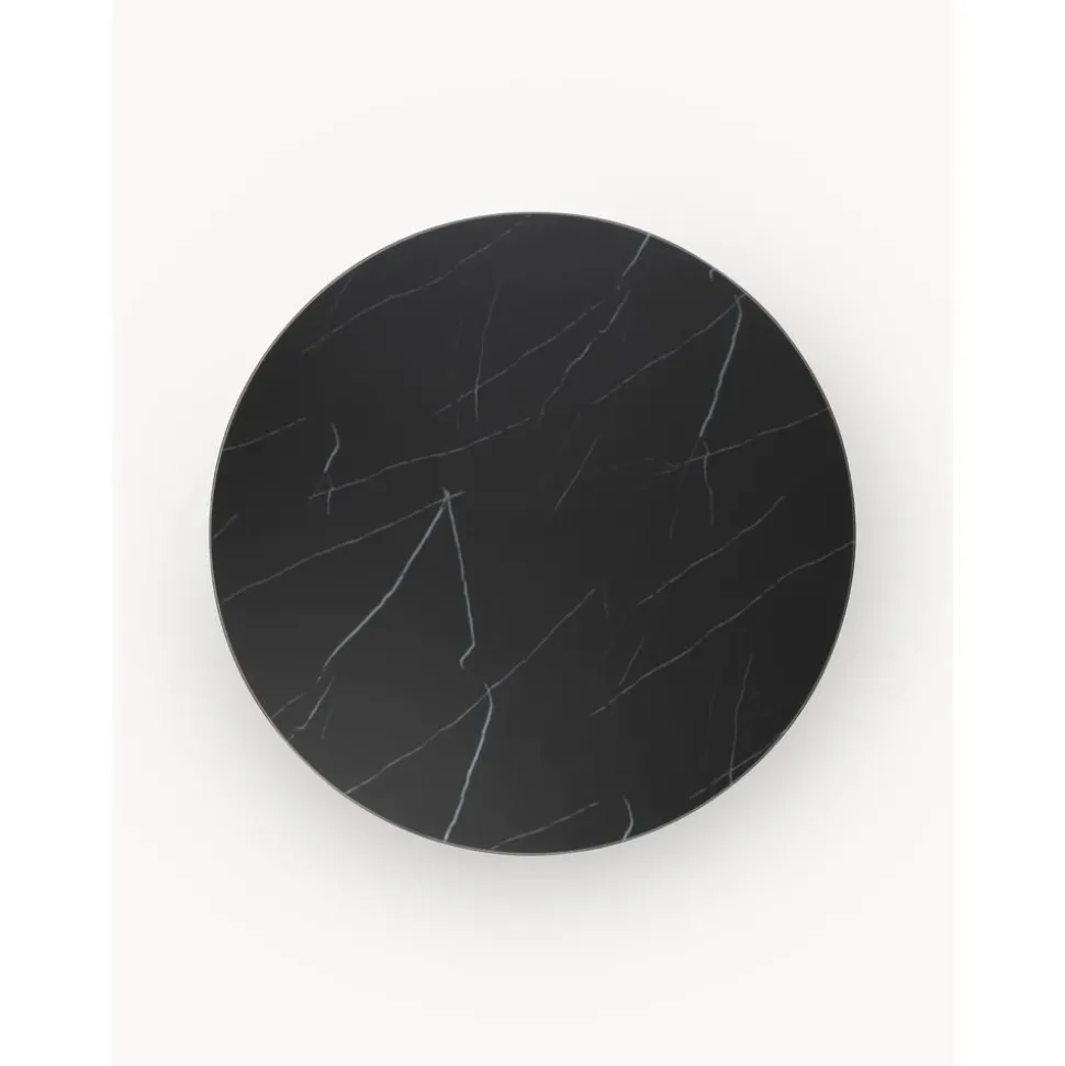 Tavolino Rotondo Xl Da Salotto Con Piano In Vetro Effetto Marmo Antigua