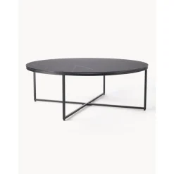 Tavolino Rotondo Xl Da Salotto Con Piano In Vetro Effetto Marmo Antigua