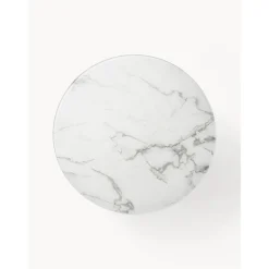 Tavolino Rotondo Xl Da Salotto Con Piano In Vetro Effetto Marmo Antigua