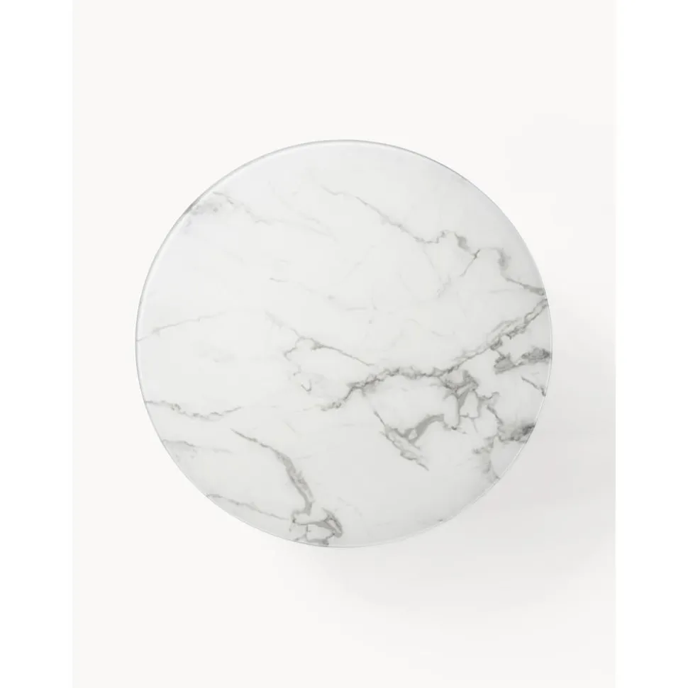 Tavolino Rotondo Xl Da Salotto Con Piano In Vetro Effetto Marmo Antigua