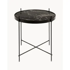 Tavolino-Vassoio Con Piano In Vetro Effetto Marmo Cupid