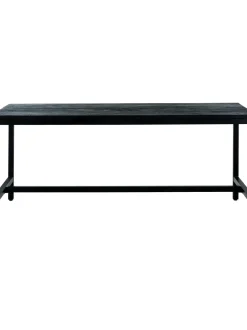 Tavolo Con Piano In Legno Massiccio Nero Raw, 180X90 Cm