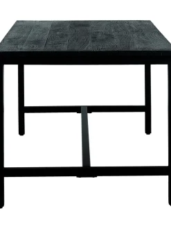 Tavolo Con Piano In Legno Massiccio Nero Raw, 180X90 Cm