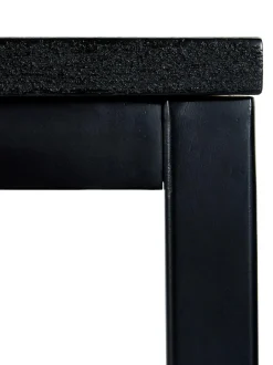 Tavolo Con Piano In Legno Massiccio Nero Raw, 180X90 Cm