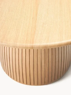 Tavolo Da Pranzo Rotondo Con Struttura Scanalata In Legno Di Quercia Nelly, In Varie Misure