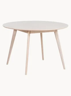 Tavolo Rotondo In Legno Di Quercia Bianco Lavato Yumi O 115 Cm