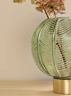 Vaso A Sfera In Vetro Verde Con Base Dorata Mickey