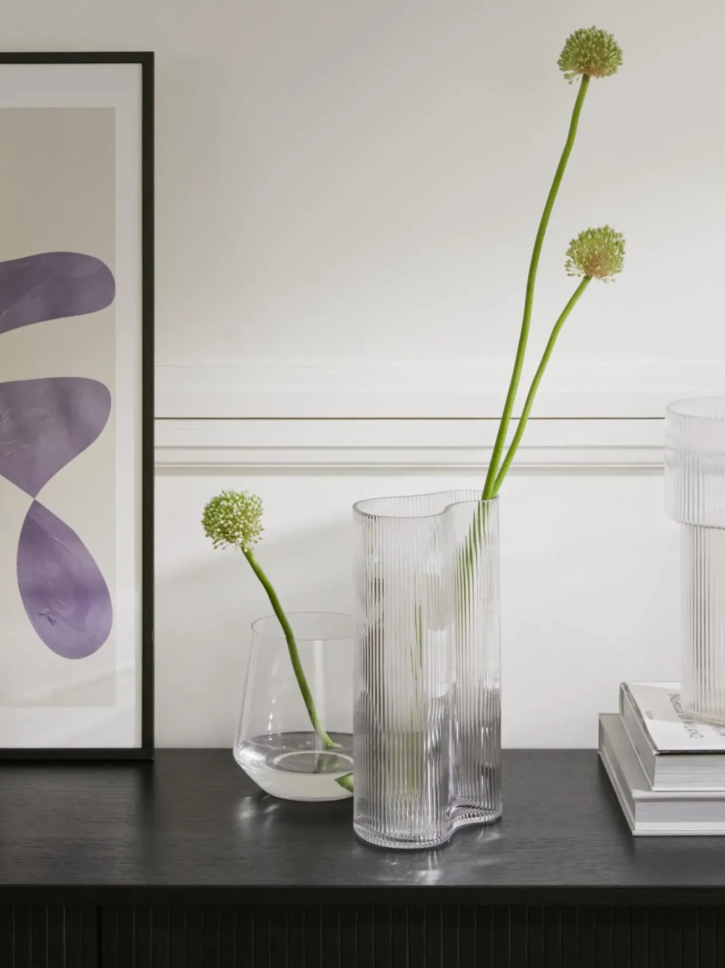 Vaso Di Design In Vetro Soffiato Con Rilievo Scanalato Dawn