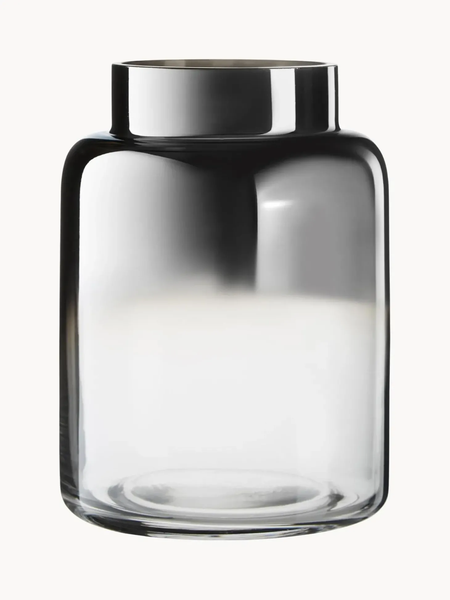 Vaso In Vetro Soffiato Con Riflessi Cromati Uma