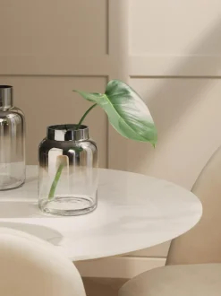 Vaso In Vetro Soffiato Con Riflessi Cromati Uma