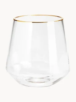 Vaso In Vetro Soffiato Con Bordo Dorato Joyce