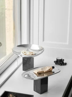 Vassoio Decorativo Con Base In Marmo Sapoto