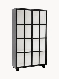 Vetrina Nera Con Ante In Vetro Jesper